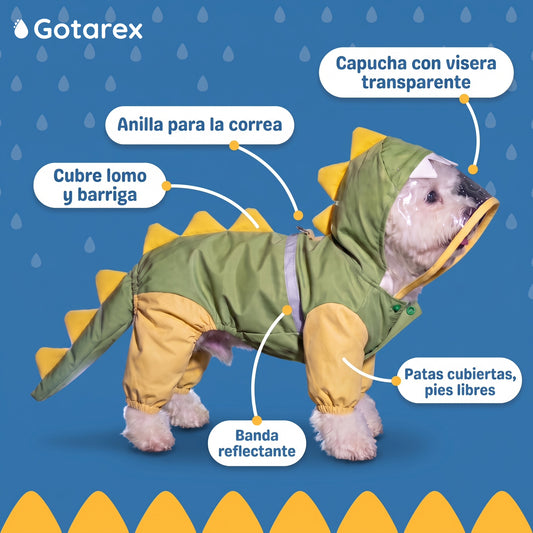 Impermeable dino: seco de la cabeza a la cola